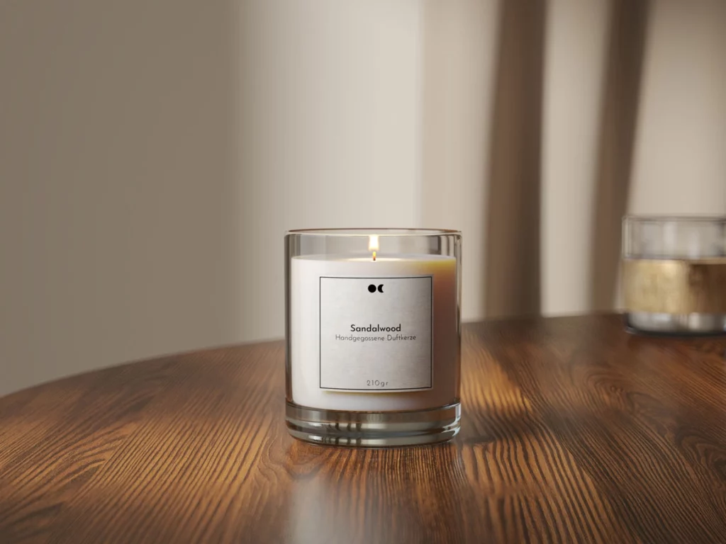 Scented candle in a glass jar - Sandalwood