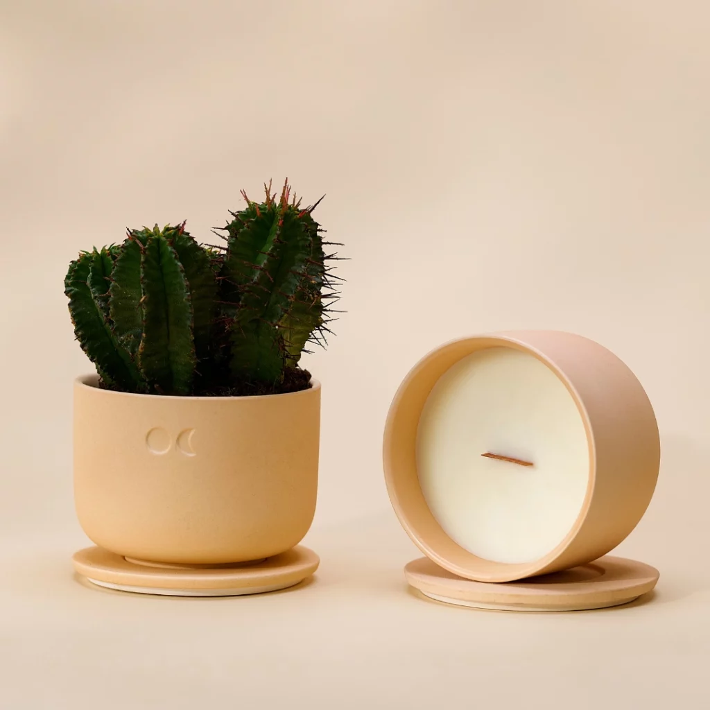 KERAMISK BLOMSTRENDE STEARINLYS – JASMIN – 220GR